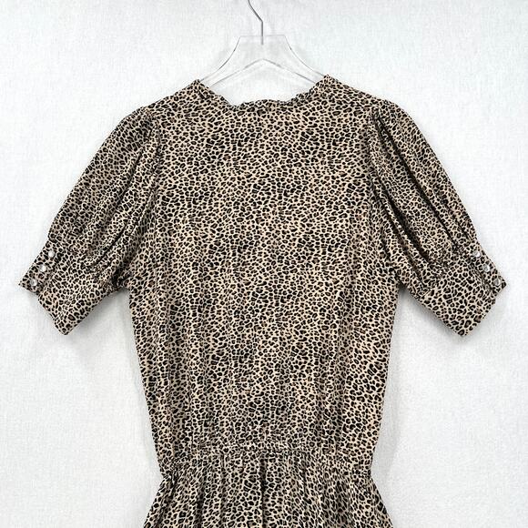 ZADIG AND VOLTAIRE Russel Leopard Print Dress Womens Medium Black Tan Short - Picture 7 of 16